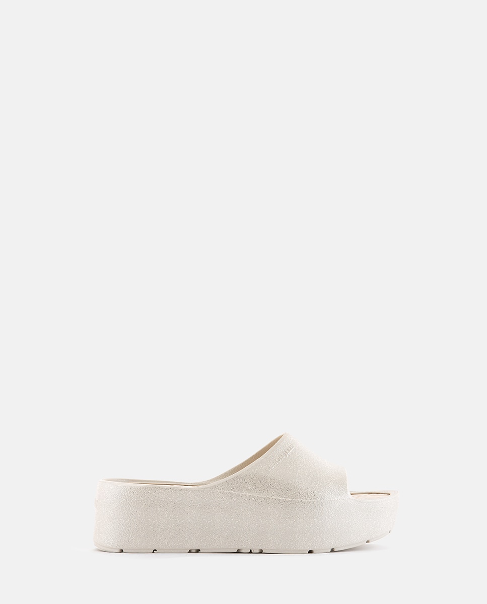 Chinelo de Plataforma Vegan FIORELLA em Cinza Metalizado com Glitter Cinzento-claro-1