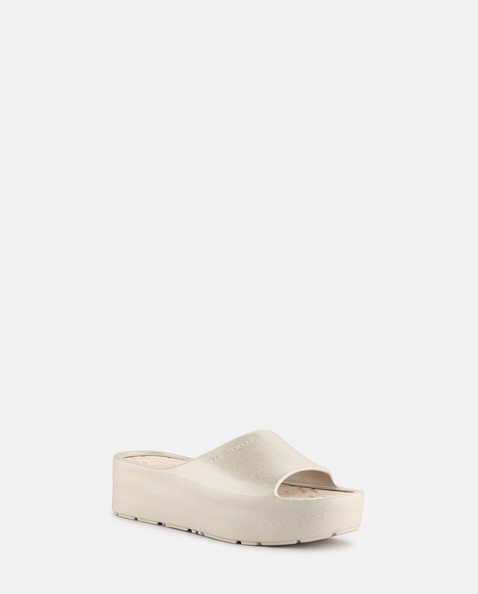 Chinelo de Plataforma Vegan FIORELLA em Cinza Metalizado com Glitter Cinzento-claro-2