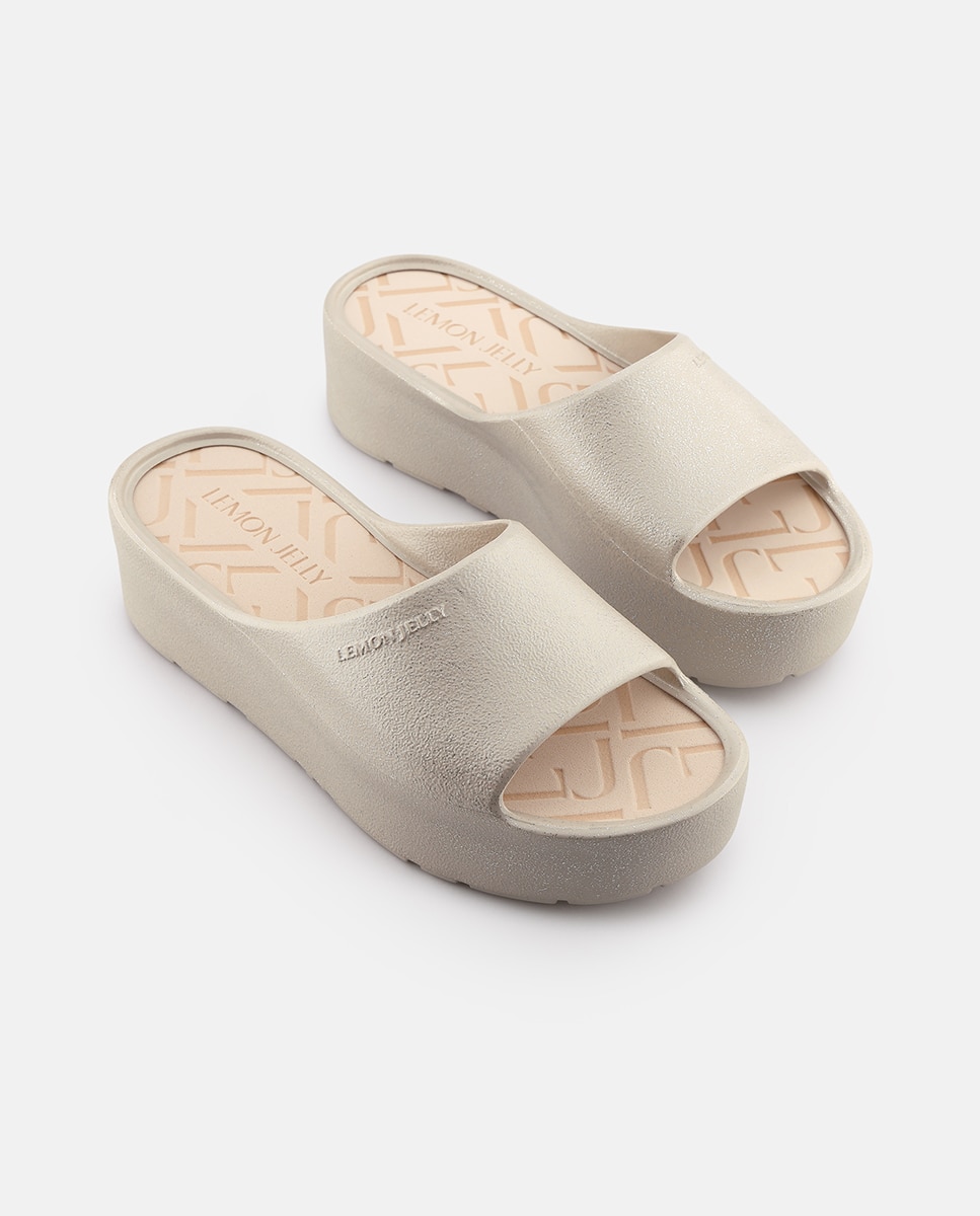 Chinelo de Plataforma Vegan FIORELLA em Cinza Metalizado com Glitter Cinzento-claro-3