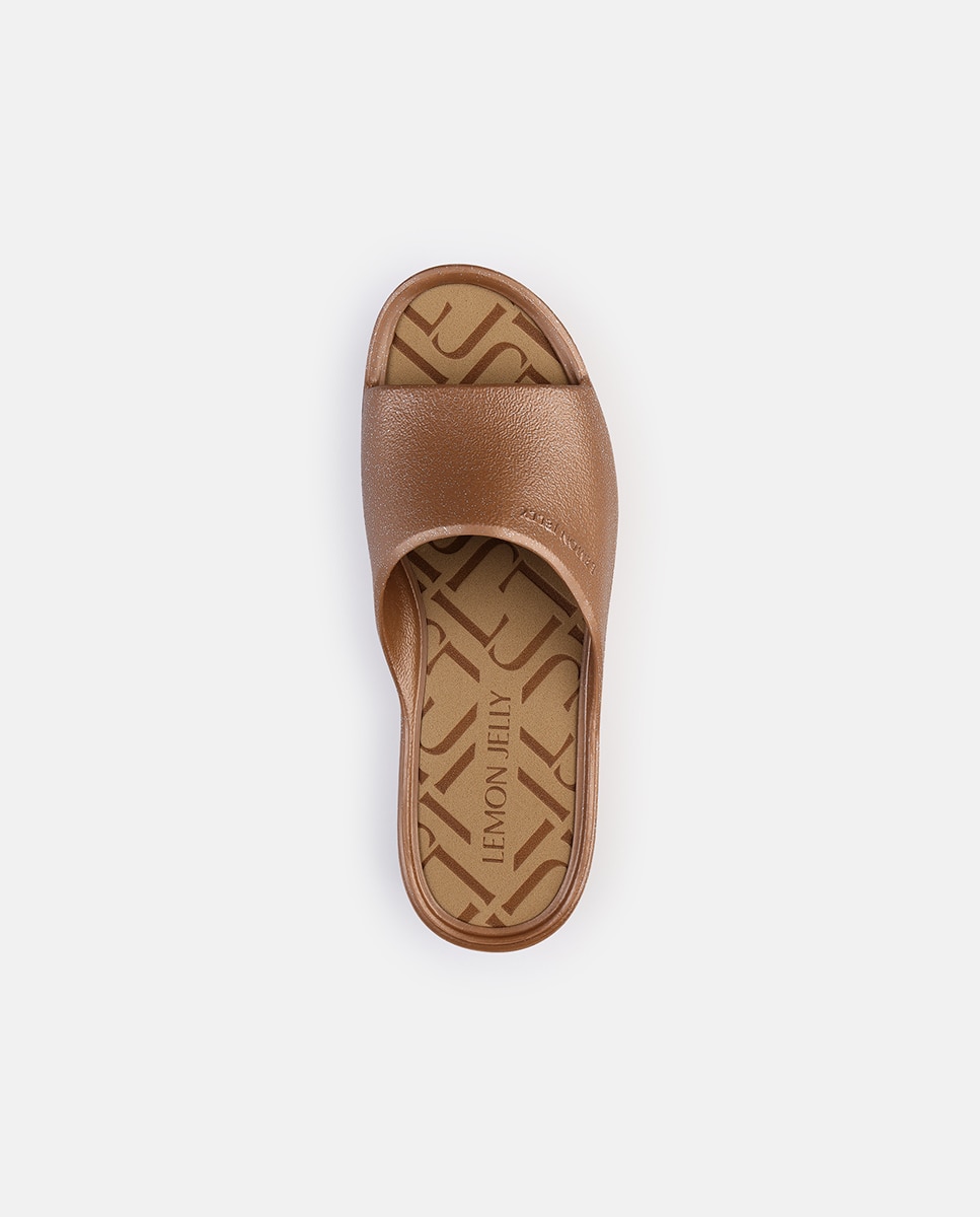 Chinelo de Plataforma Vegan FIORELLA em Castanho Metalizado com Glitter Castanho-5
