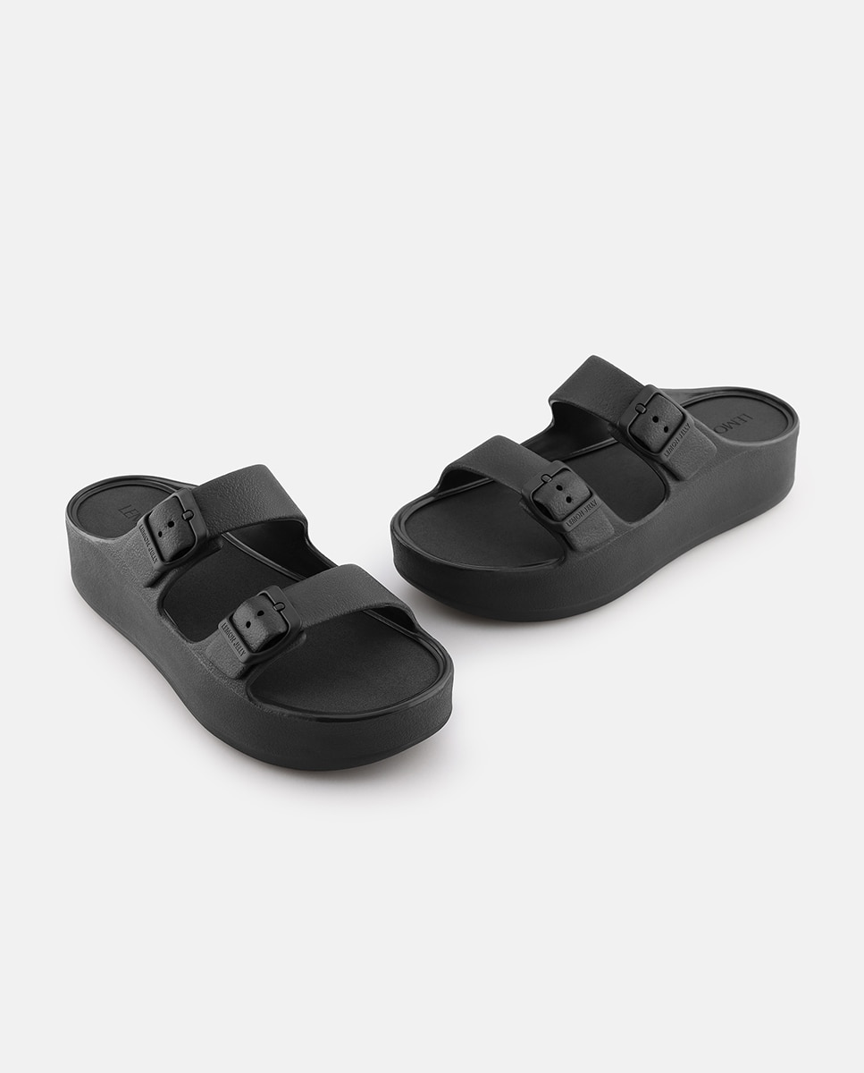 Sandálias de Plataforma Vegan com Tiras Ajustáveis FENIX em Preto Preto-3