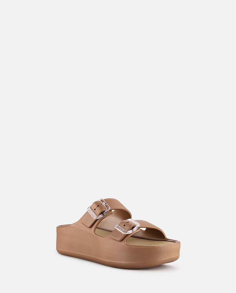 Sandálias de Plataforma Vegan com Tiras Ajustáveis FENIX em Bronze Castanho-2
