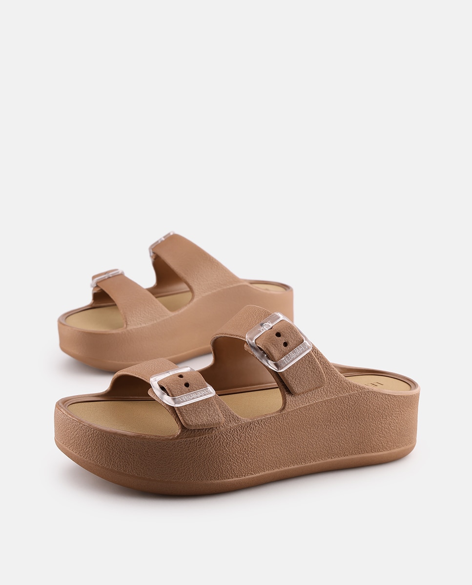Sandálias de Plataforma Vegan com Tiras Ajustáveis FENIX em Bronze Castanho-3