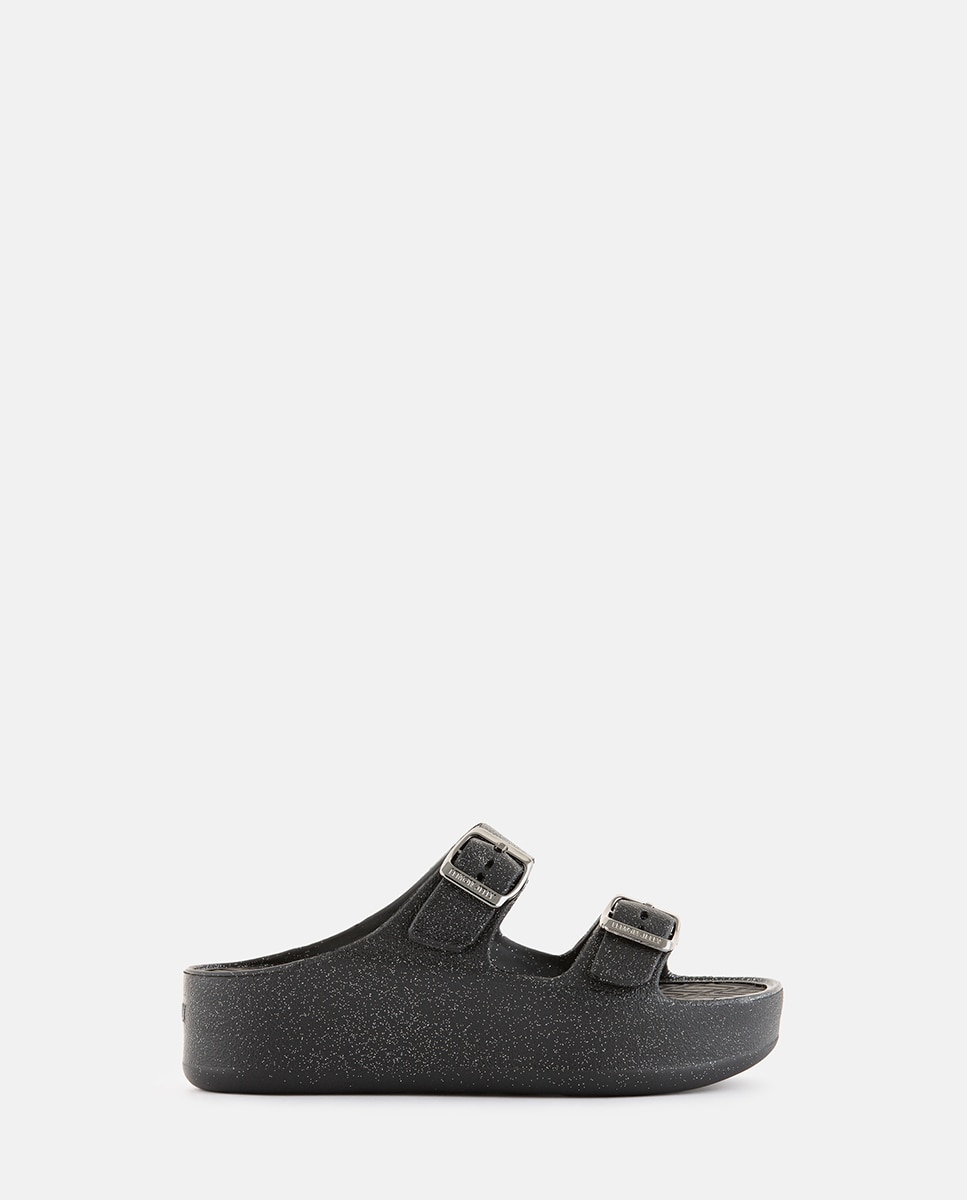 Sandálias de Plataforma Vegan com Tiras Ajustáveis GIULIETTA em Preto Metalizado Preto-1