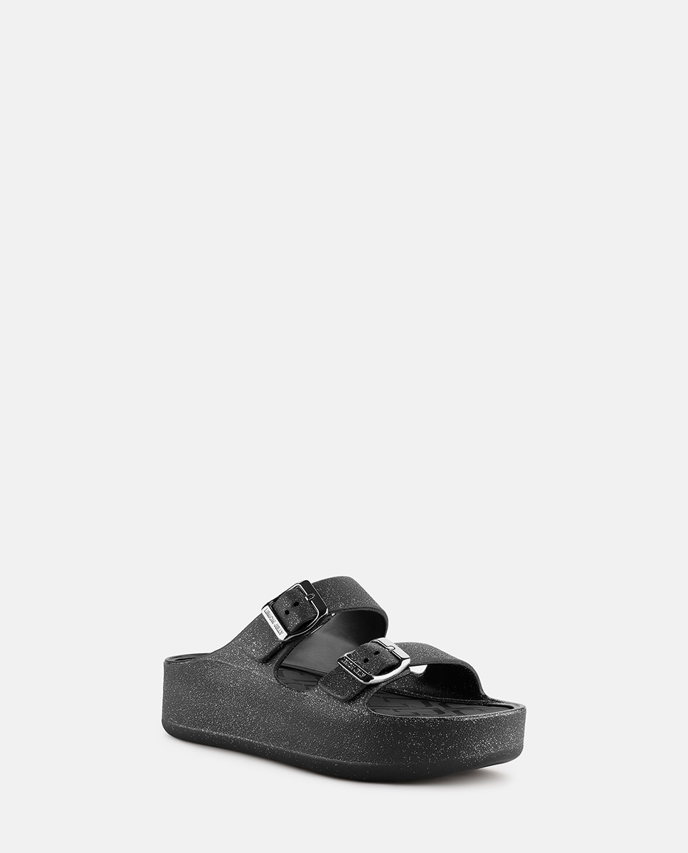 Sandálias de Plataforma Vegan com Tiras Ajustáveis GIULIETTA em Preto Metalizado Preto-2