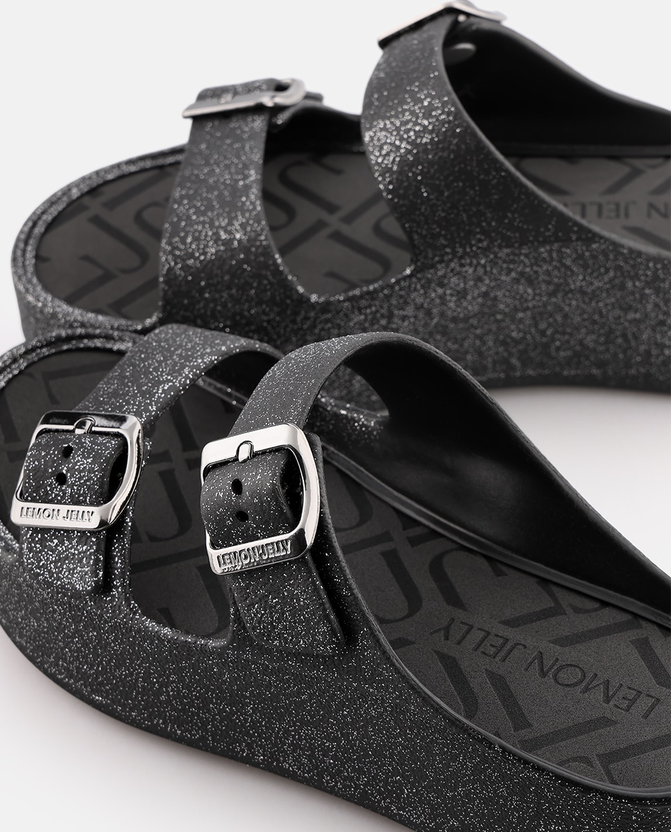 Sandálias de Plataforma Vegan com Tiras Ajustáveis GIULIETTA em Preto Metalizado Preto-4