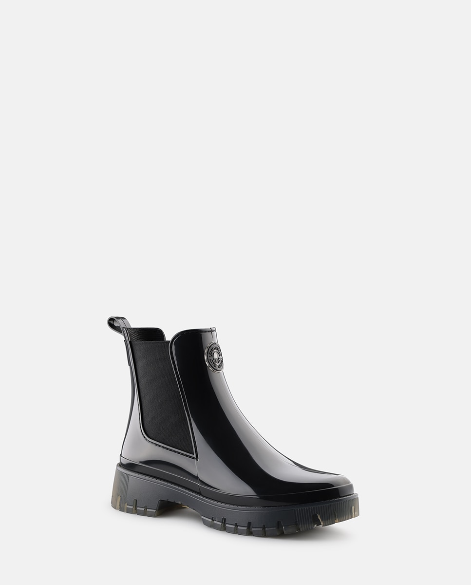 Botins Chelsea Vegan com Sola Transparente GUIDA em Preto Preto-2