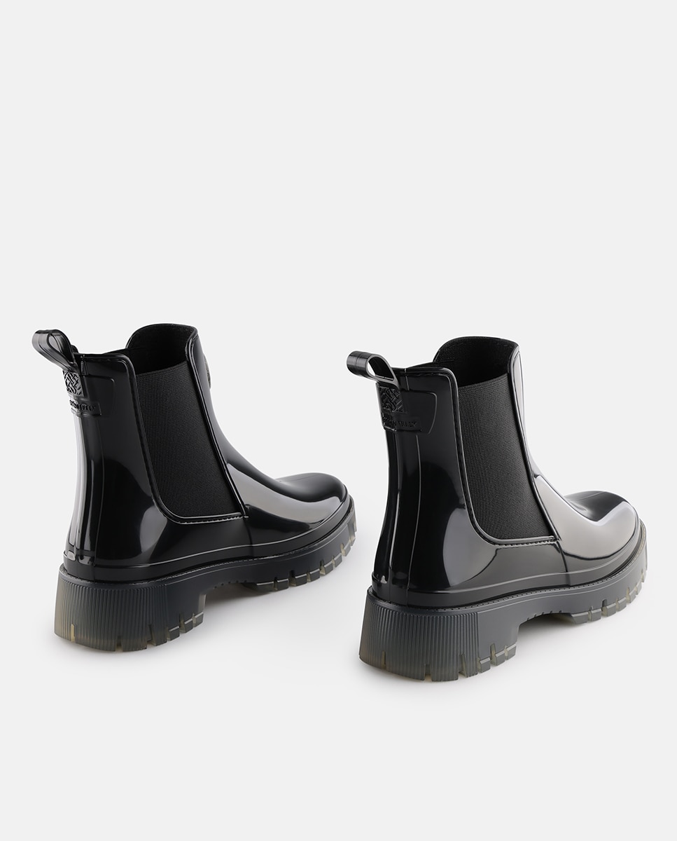 Botins Chelsea Vegan com Sola Transparente GUIDA em Preto Preto-3