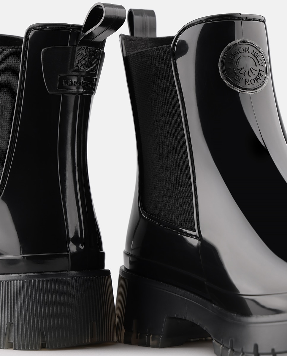 Botins Chelsea Vegan com Sola Transparente GUIDA em Preto Preto-4