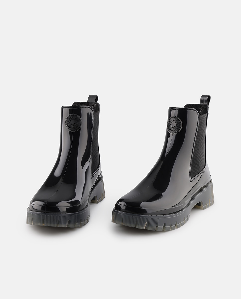 Botins Chelsea Vegan com Sola Transparente GUIDA em Preto Preto-5