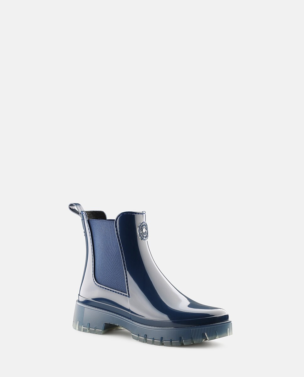 Botins Chelsea Vegan com Sola Transparente GUIDA em Azul Marinho Azul-2