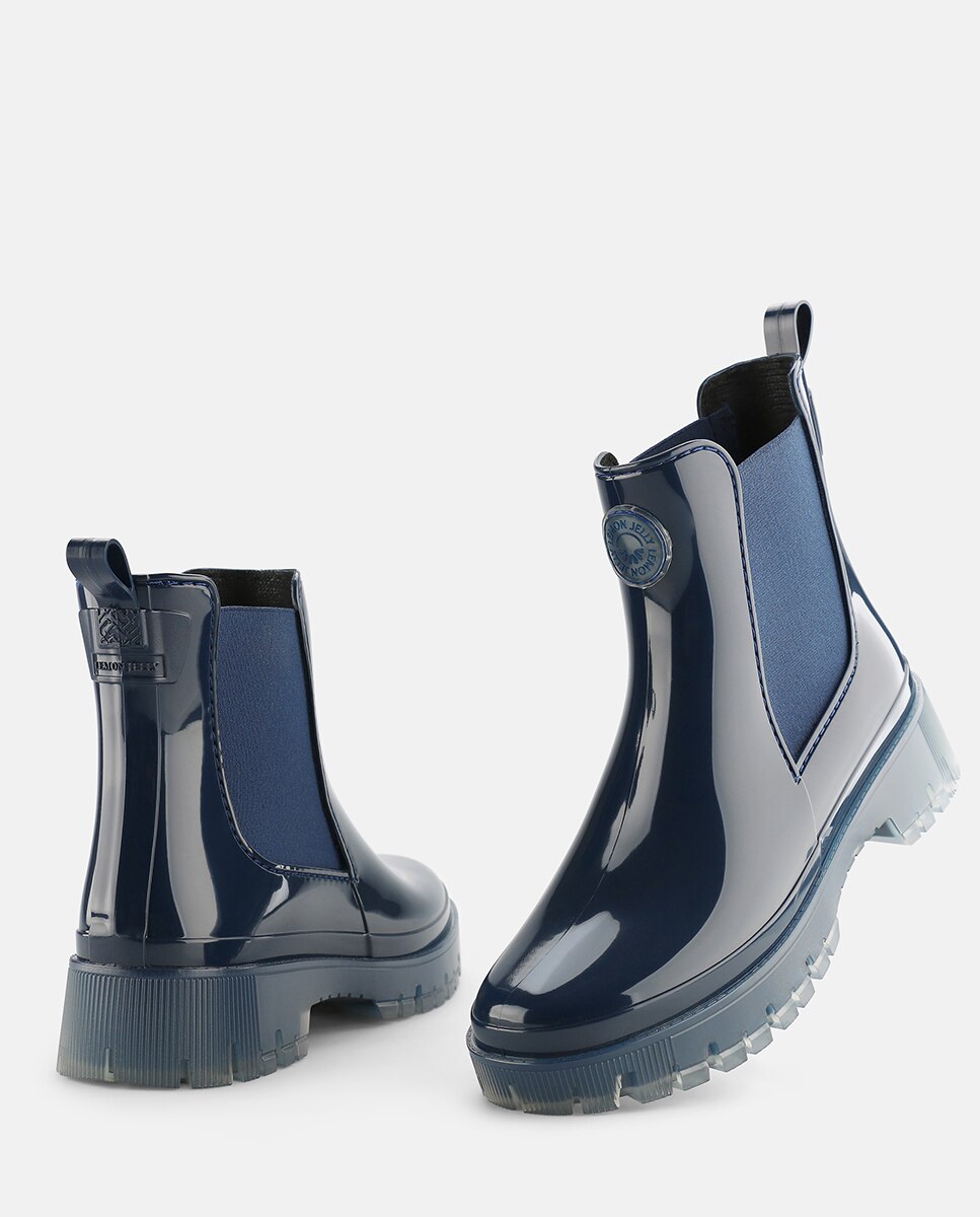 Botins Chelsea Vegan com Sola Transparente GUIDA em Azul Marinho Azul-3