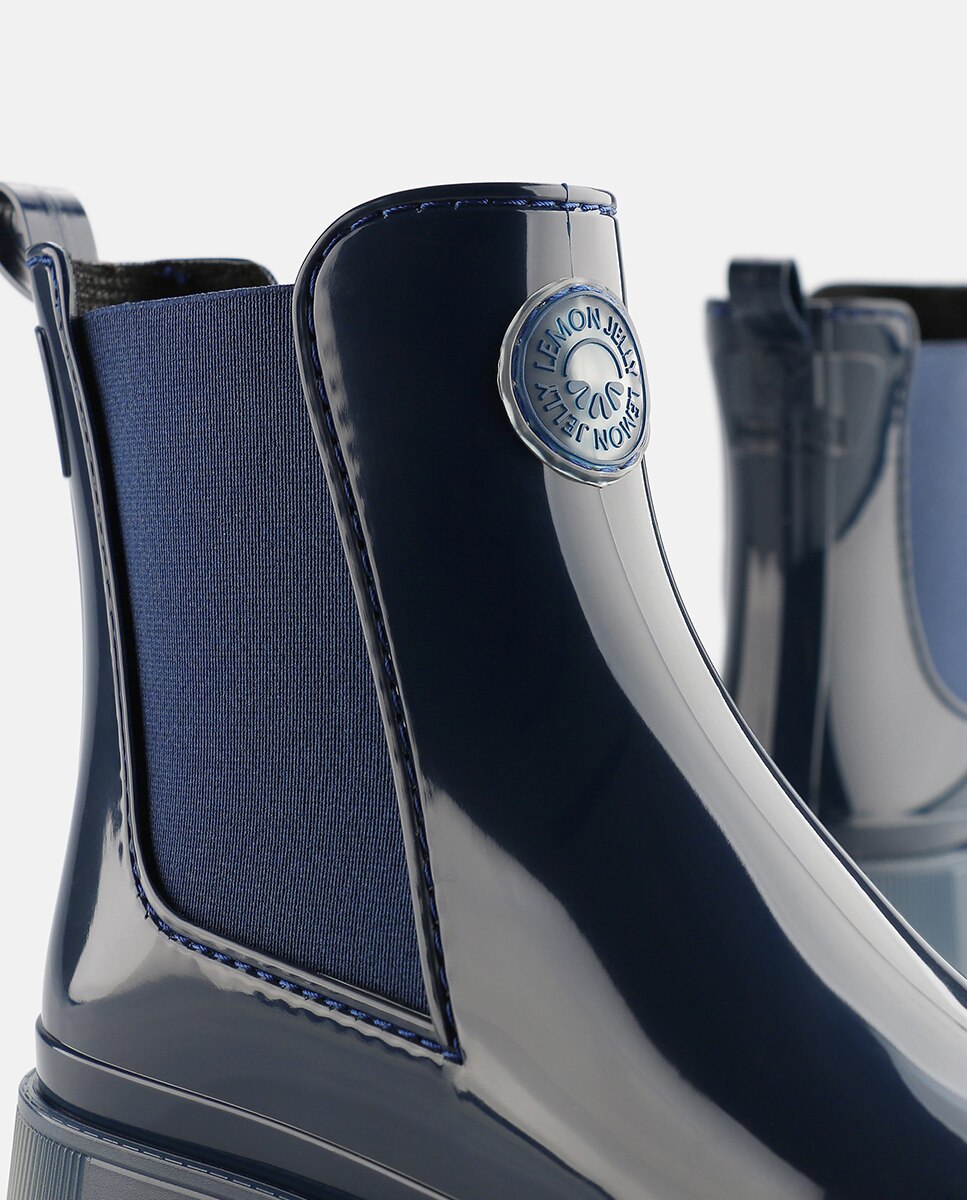 Botins Chelsea Vegan com Sola Transparente GUIDA em Azul Marinho Azul-4