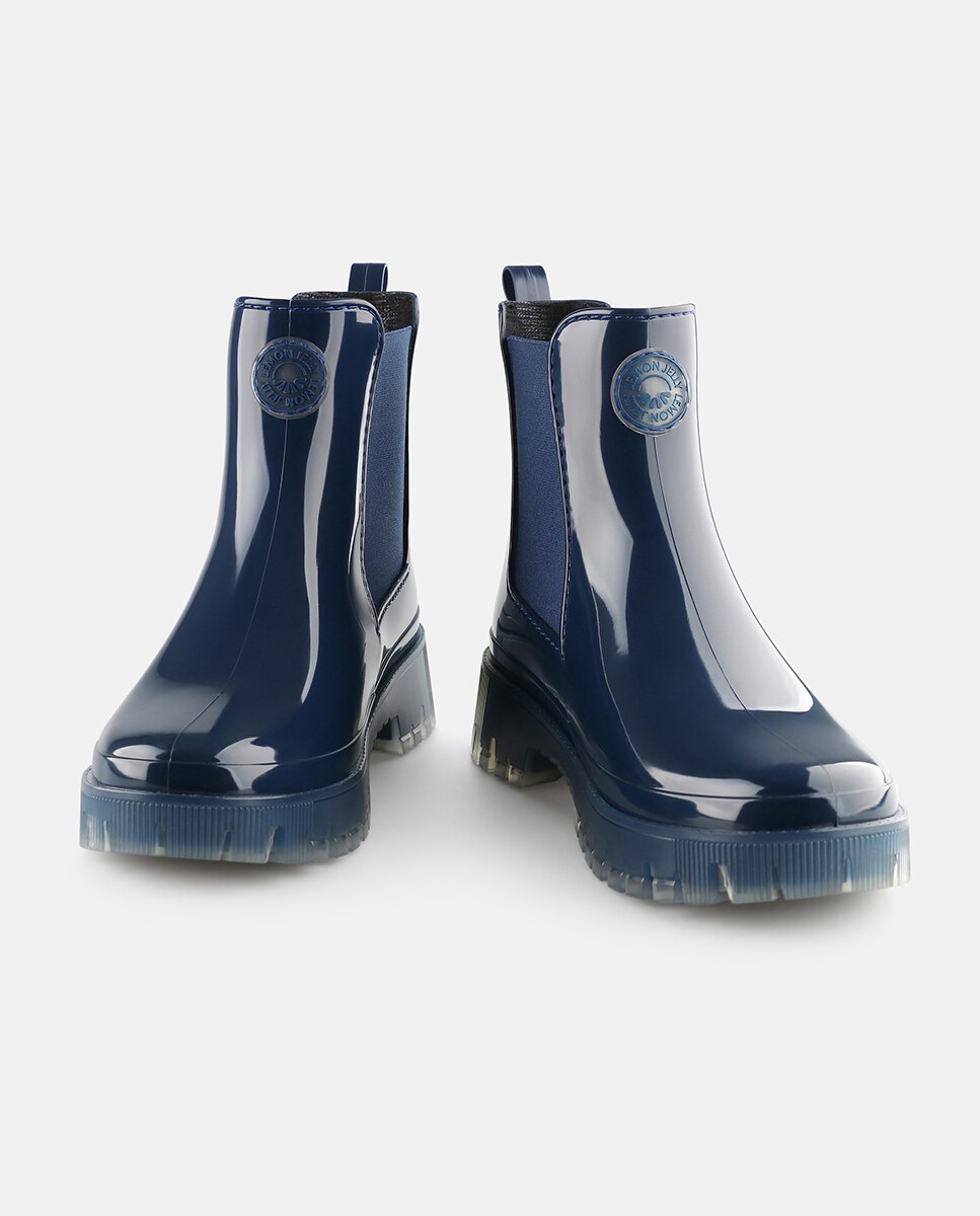 Botins Chelsea Vegan com Sola Transparente GUIDA em Azul Marinho Azul-5