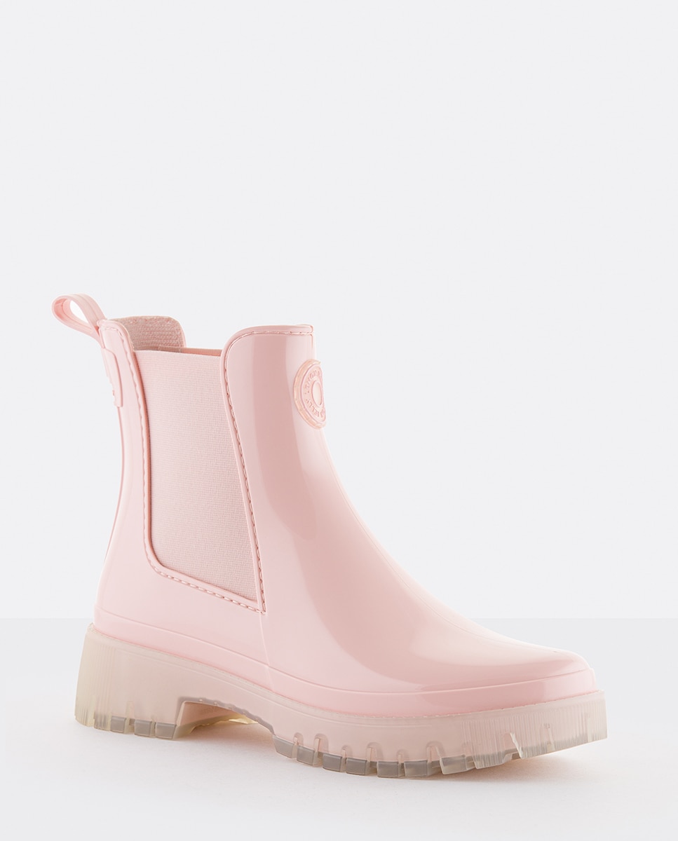 Botins Chelsea Vegan com Sola Transparente GUIDA em Rosa Claro Rosa-2