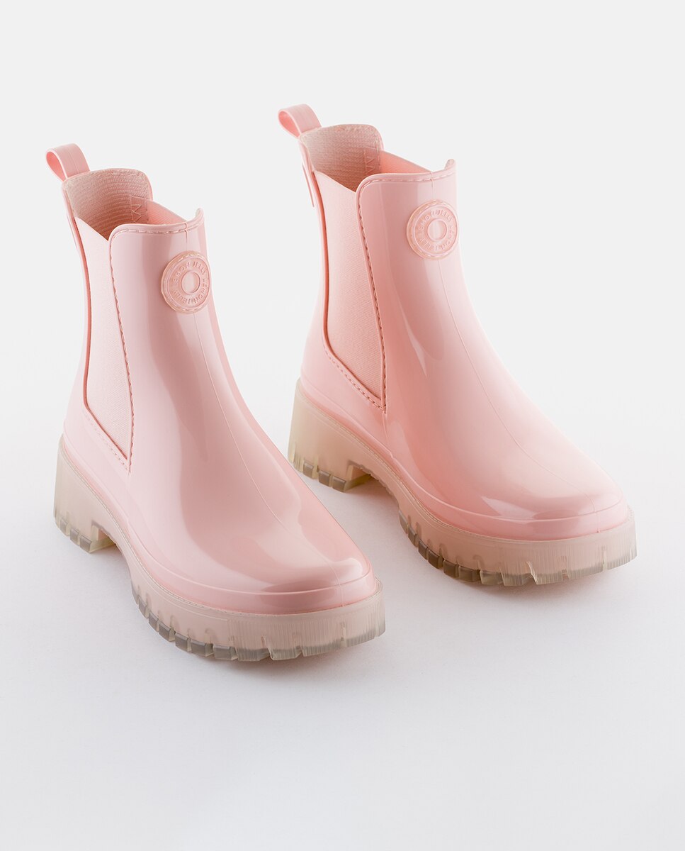 Botins Chelsea Vegan com Sola Transparente GUIDA em Rosa Claro Rosa-3