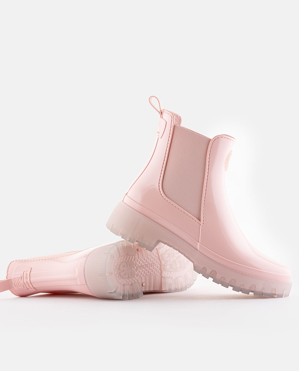 Botins Chelsea Vegan com Sola Transparente GUIDA em Rosa Claro Rosa-5