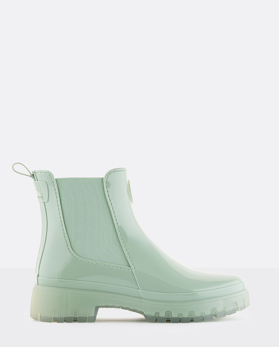 Botins Chelsea Vegan com Sola Transparente GUIDA em Verde Água Verde Água-1
