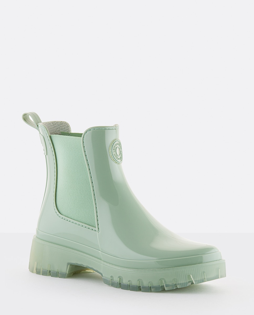 Botins Chelsea Vegan com Sola Transparente GUIDA em Verde Água Verde Água-2