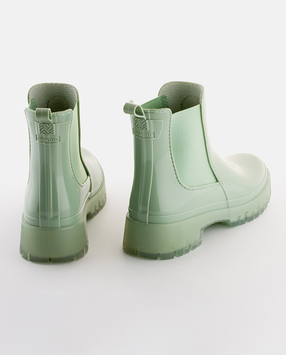 Botins Chelsea Vegan com Sola Transparente GUIDA em Verde Água Verde Água-3