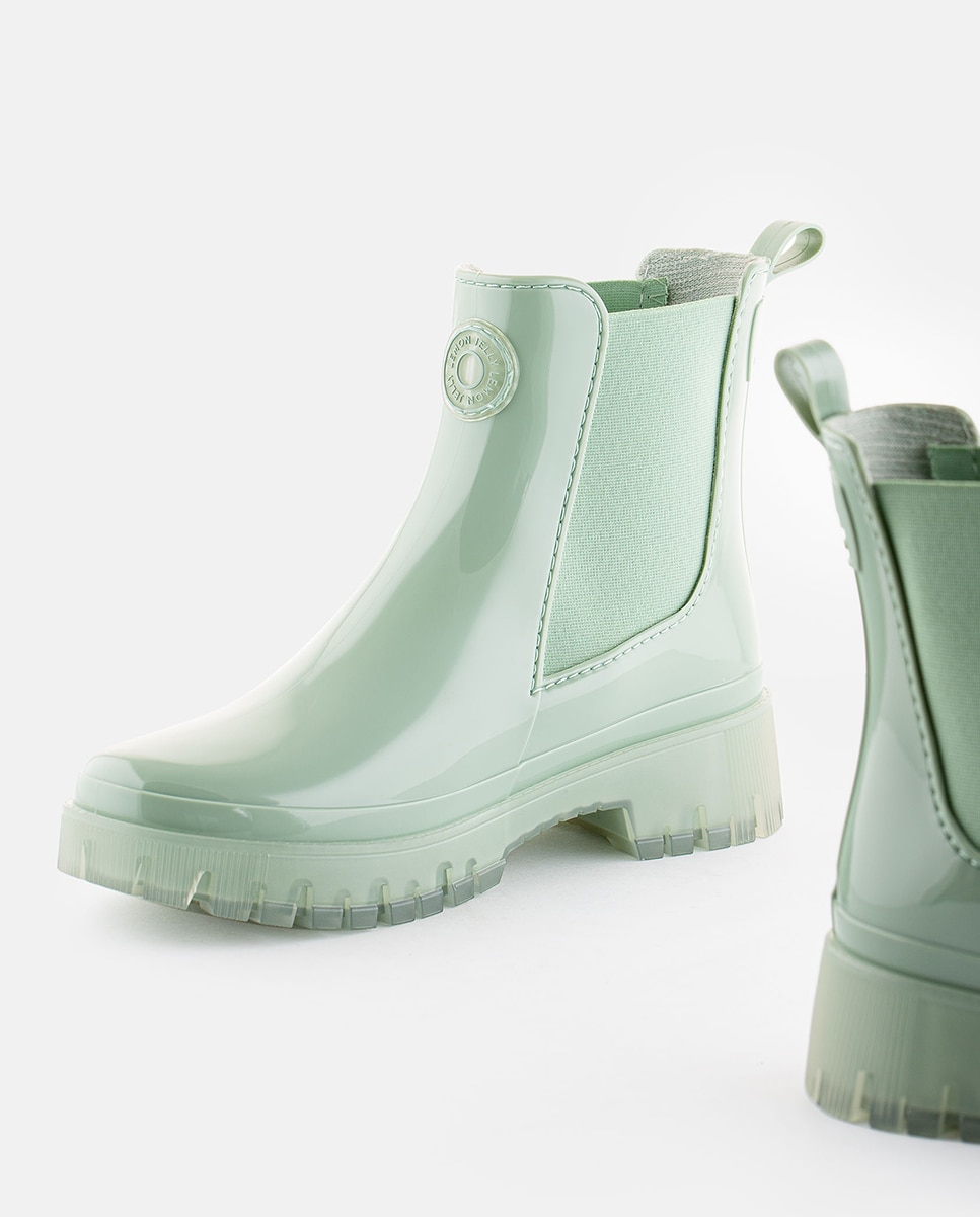 Botins Chelsea Vegan com Sola Transparente GUIDA em Verde Água Verde Água-4