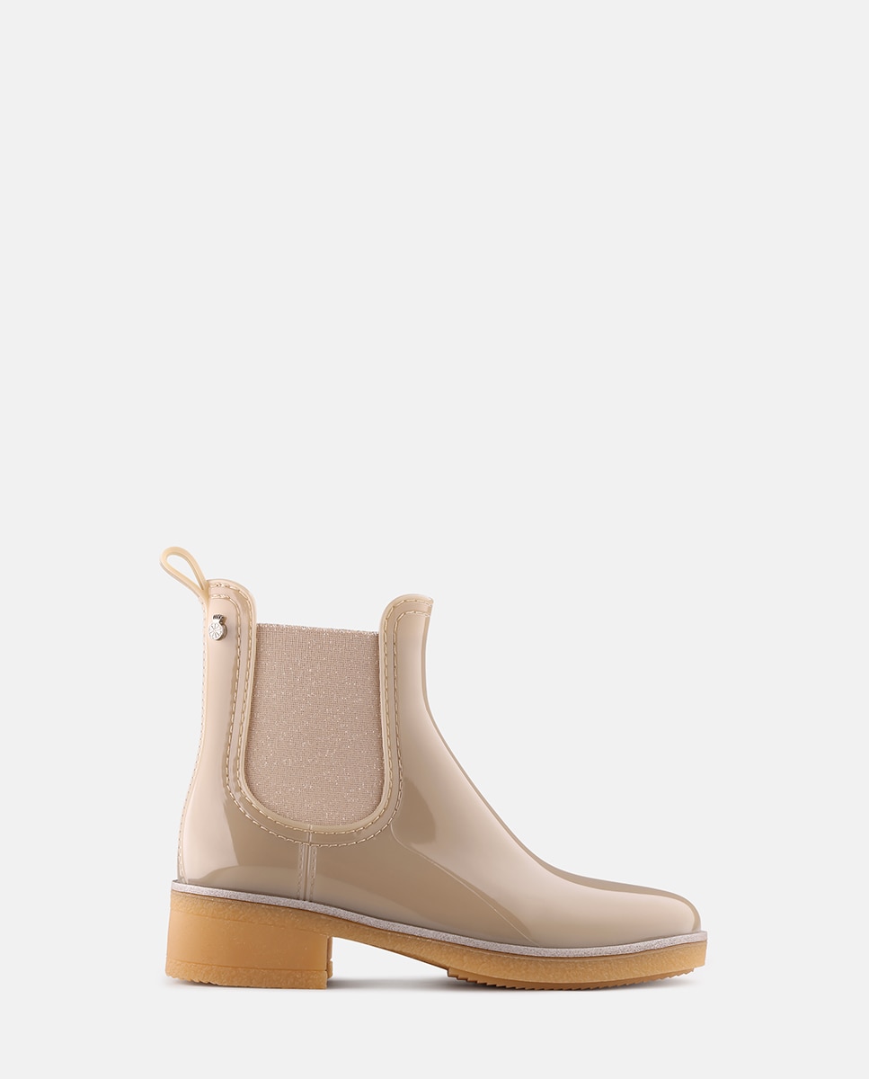 Botins Vegan com Salto AMAYA de Mulher em Bege Bege-1