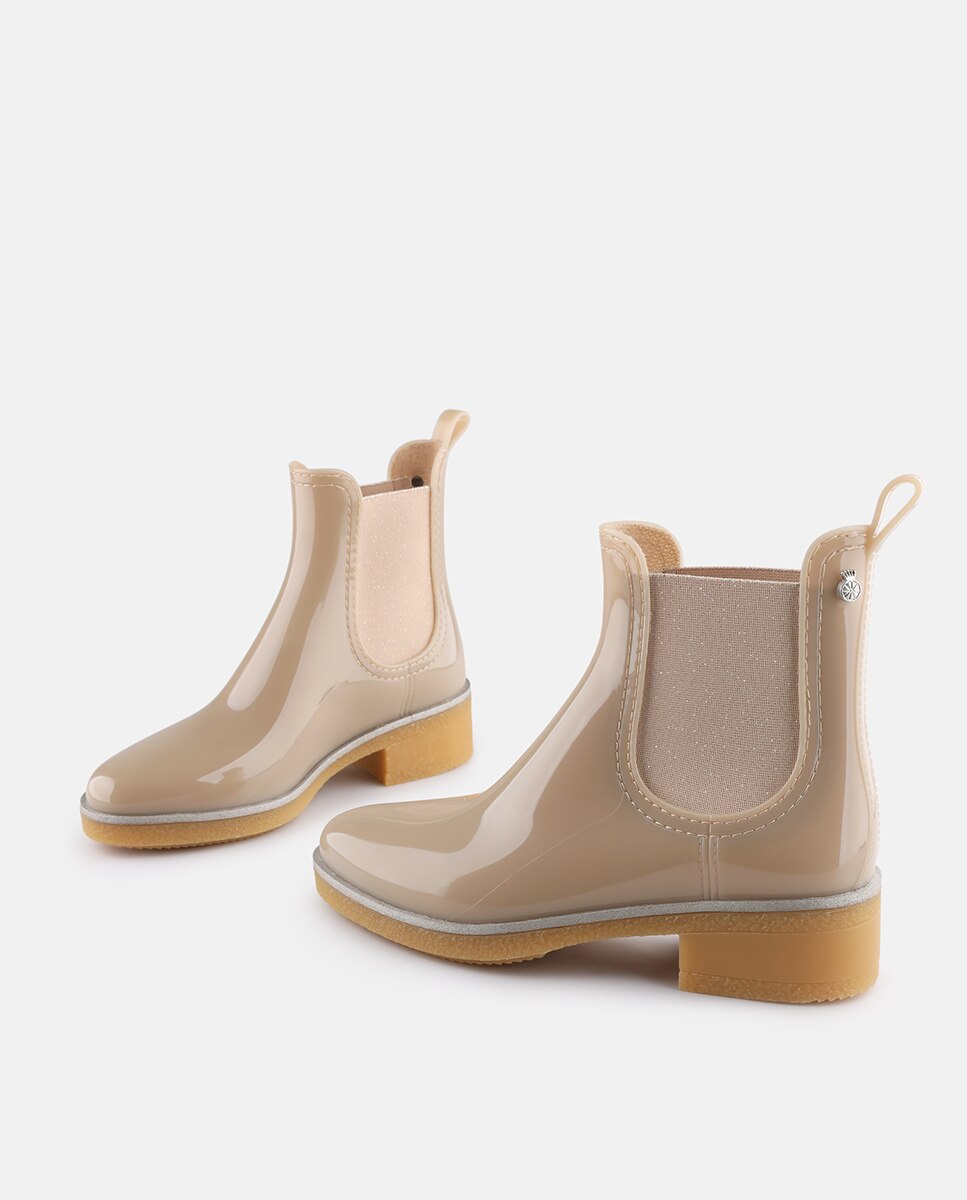 Botins Vegan com Salto AMAYA de Mulher em Bege Bege-5