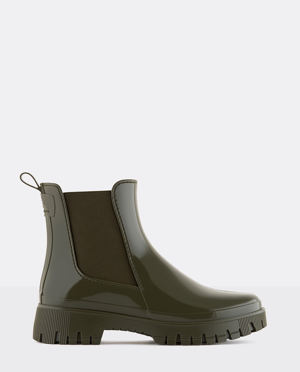 Botins Chelsea de Chuva Vegan PEACHY 03 em Verde Militar Verde-1