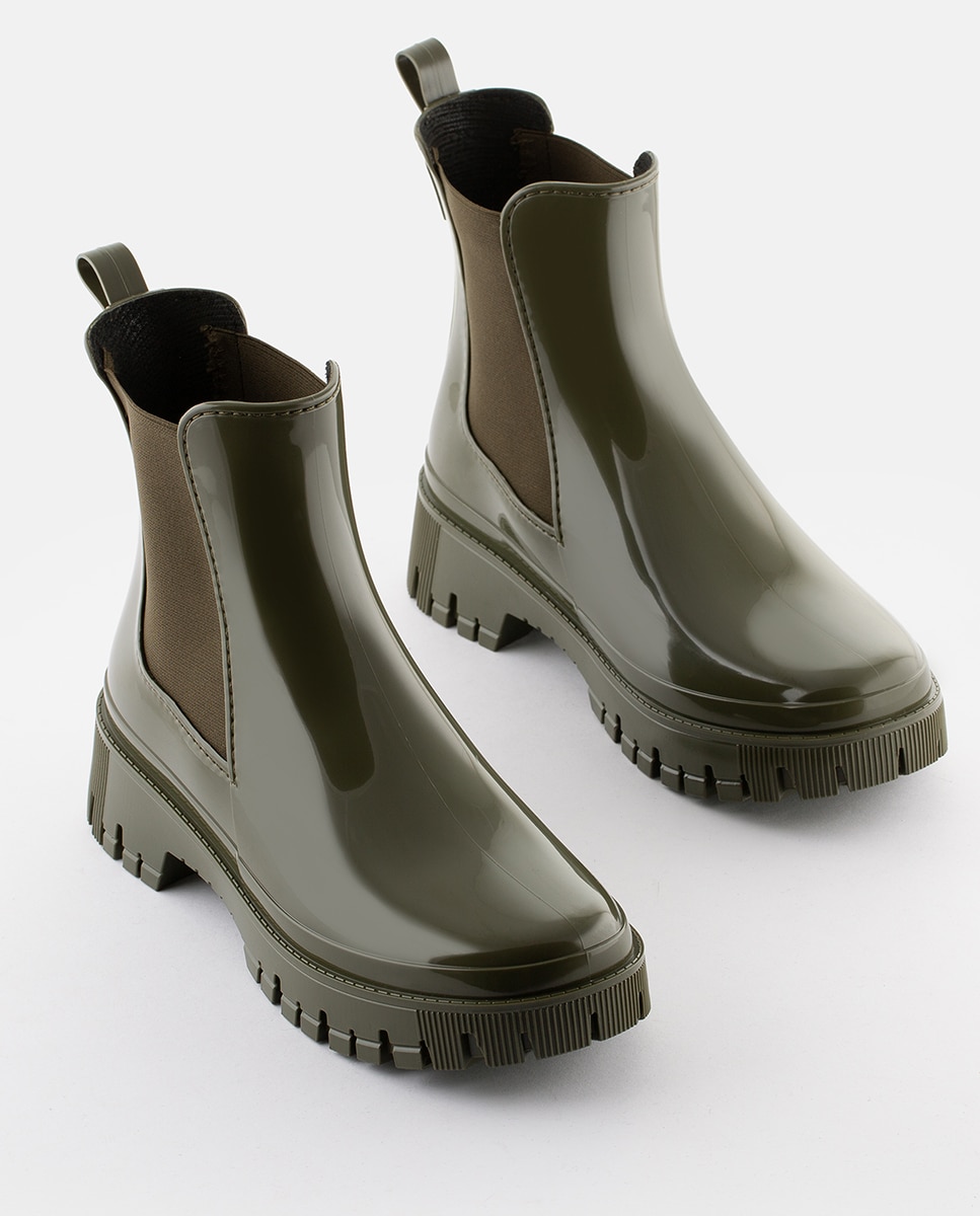 Botins Chelsea de Chuva Vegan PEACHY 03 em Verde Militar Verde-3