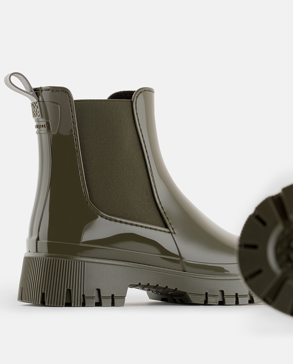 Botins Chelsea de Chuva Vegan PEACHY 03 em Verde Militar Verde-4