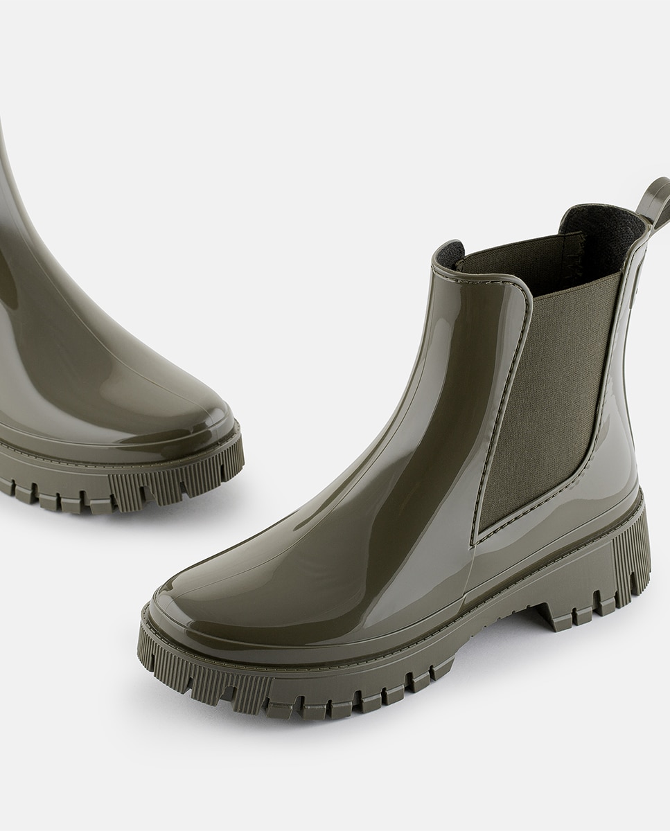 Botins Chelsea de Chuva Vegan PEACHY 03 em Verde Militar Verde-5