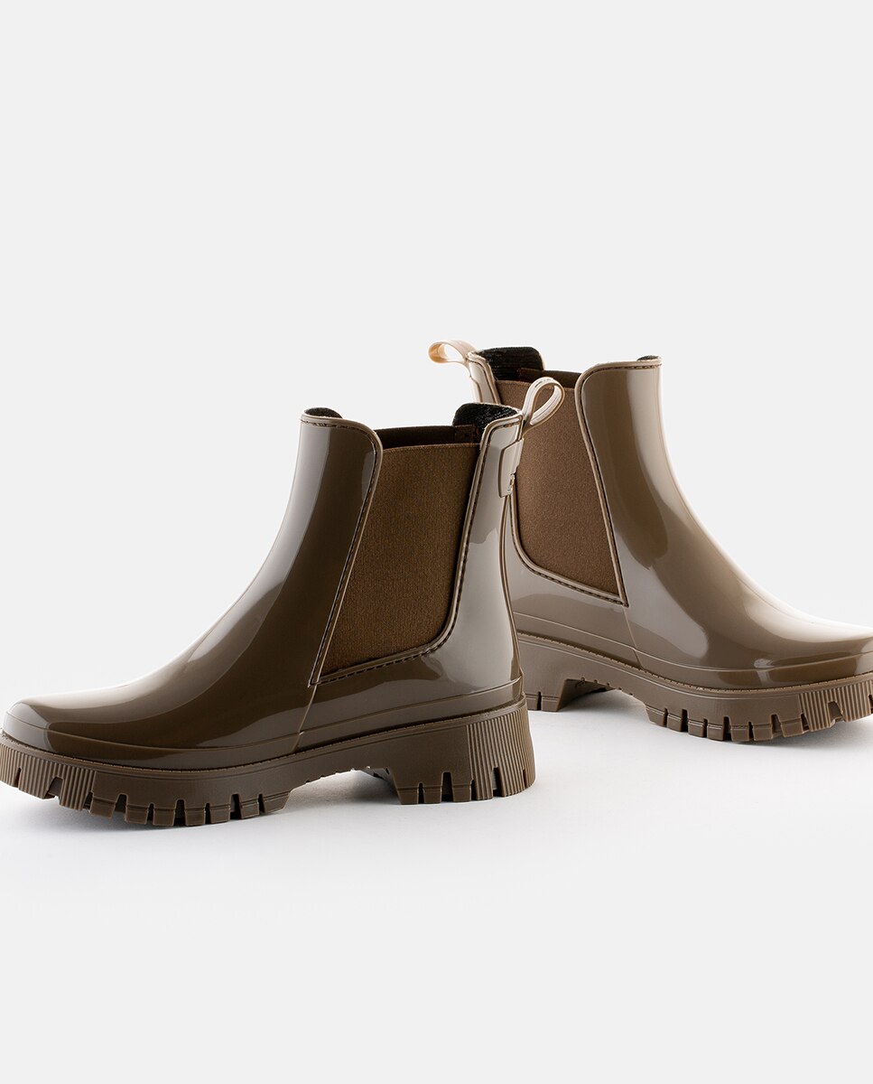 Botins Chelsea de Chuva Vegan Peachy Woodland em Castanho Castanho-3