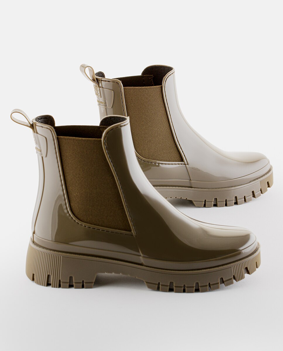 Botins Chelsea de Chuva Vegan Peachy Woodland em Castanho Castanho-4