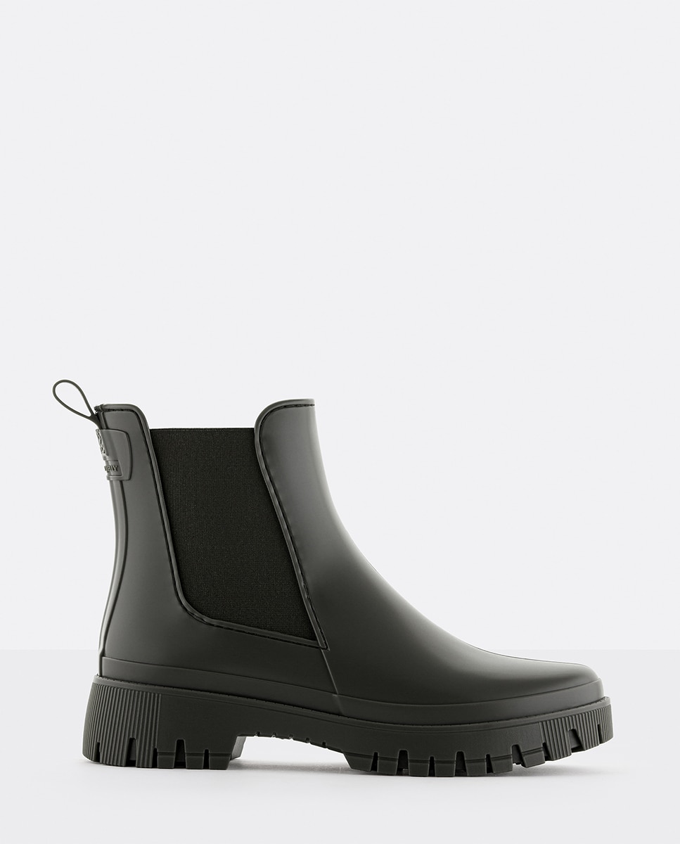 Botins Chelsea de Chuva Vegan KIRBY Black em Preto Mate Preto-1