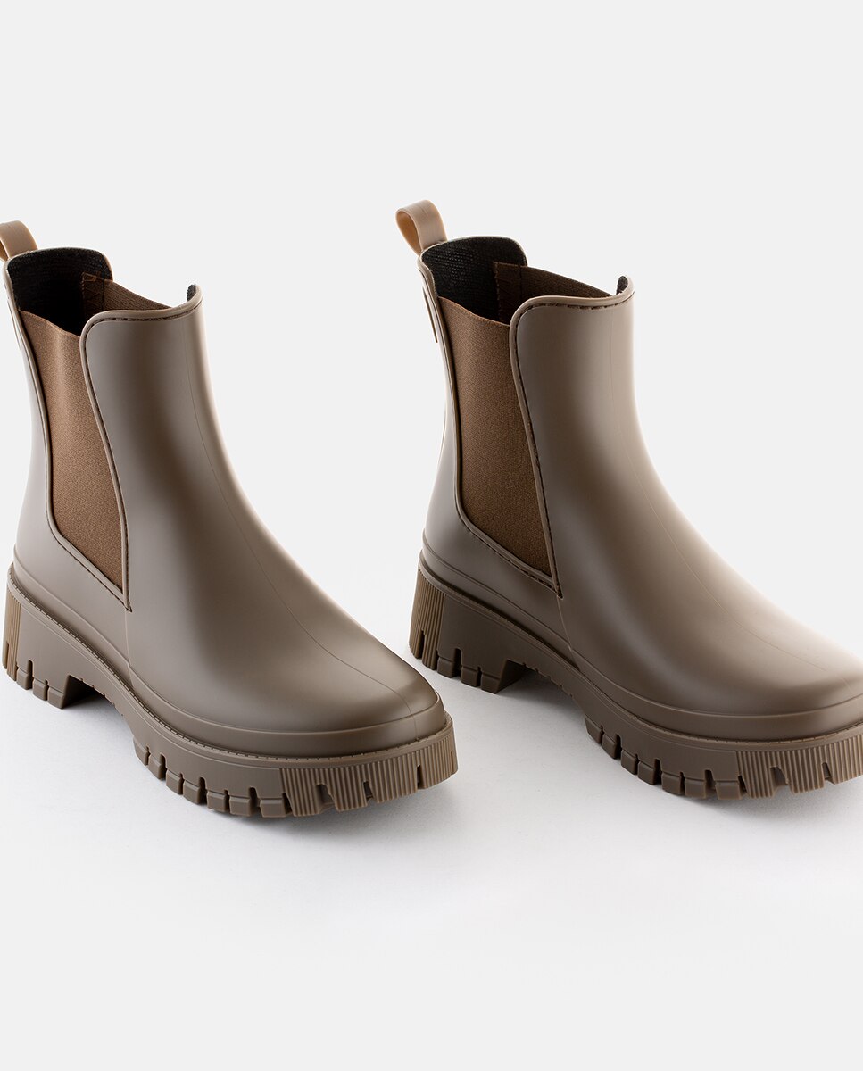 Botins Chelsea de Chuva Vegan KIRBY em Castanho Castanho-3