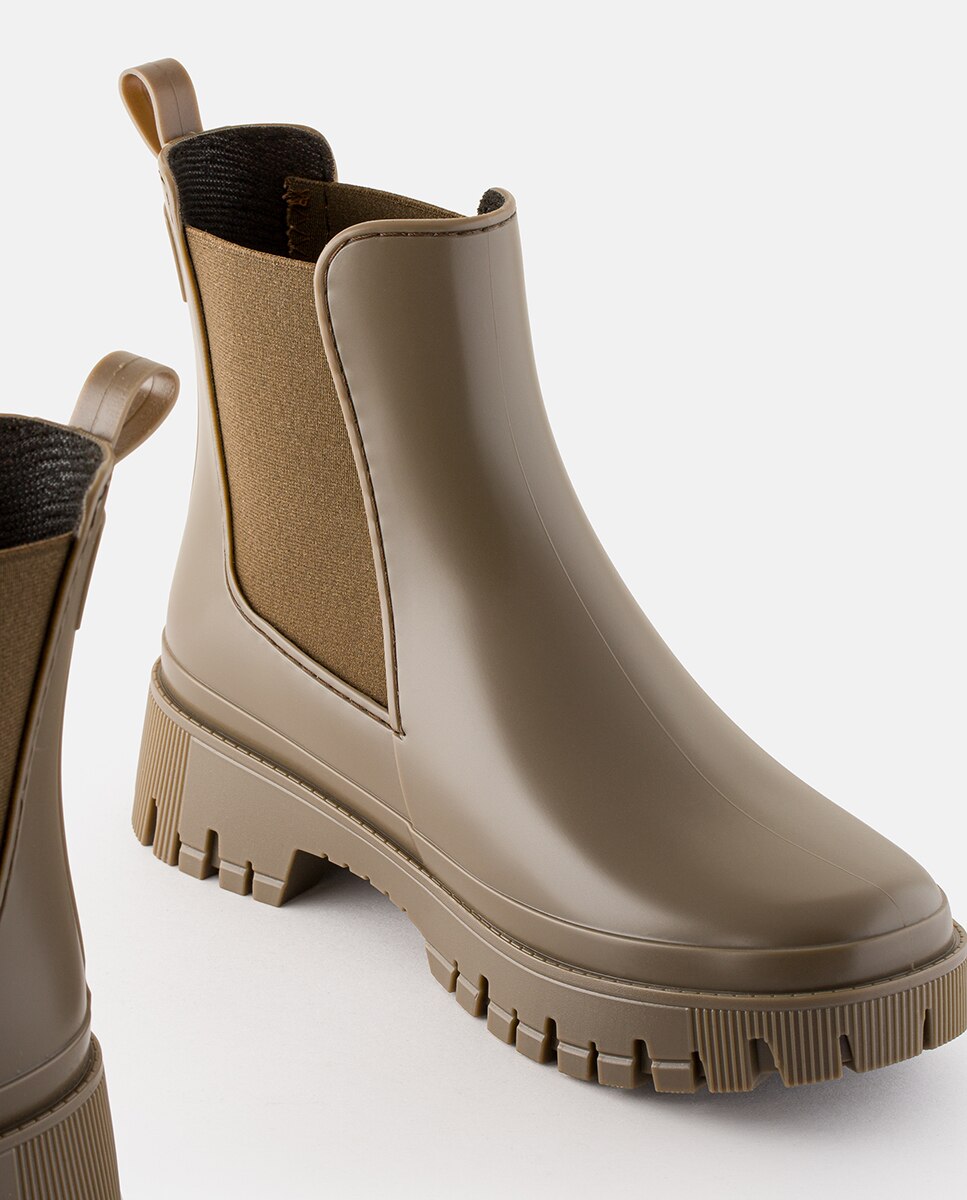 Botins Chelsea de Chuva Vegan KIRBY em Castanho Castanho-4