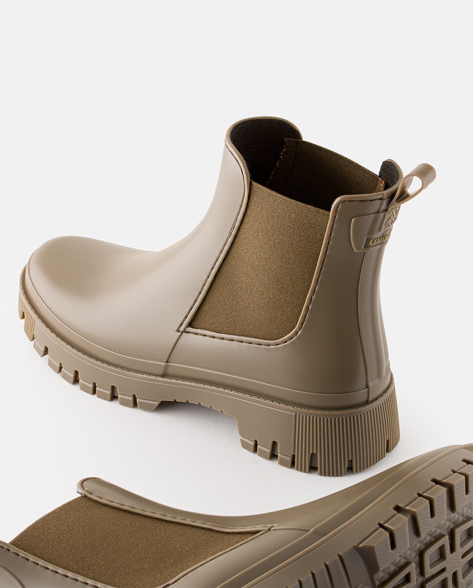 Botins Chelsea de Chuva Vegan KIRBY em Castanho Castanho-5