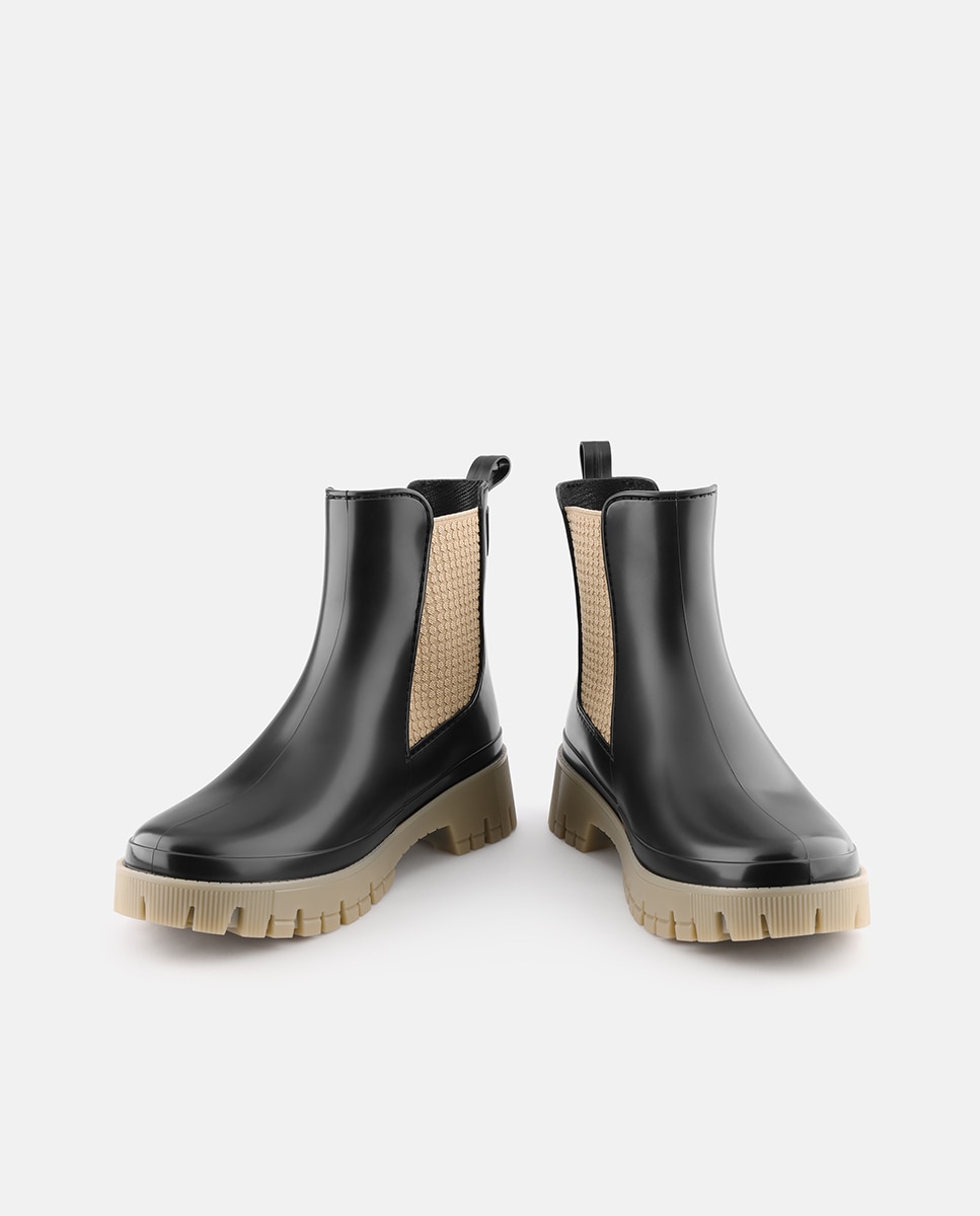 Botins Chelsea de Chuva Vegan SAGE em Preto Preto-5
