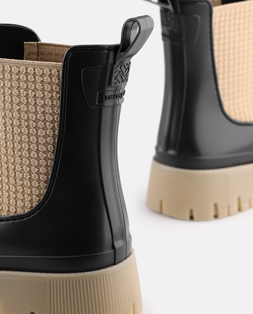 Botins Chelsea de Chuva Vegan SAGE em Preto Preto-3