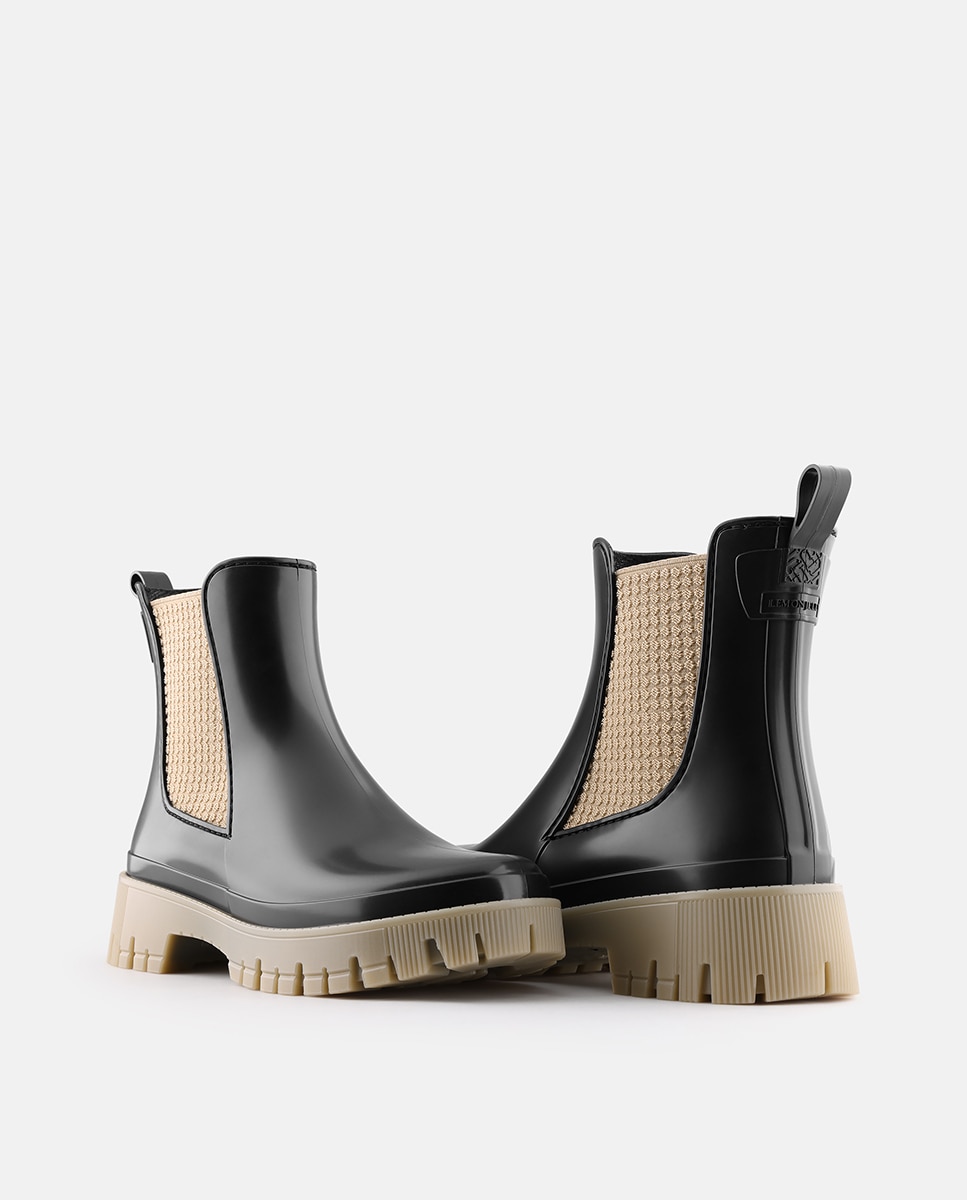 Botins Chelsea de Chuva Vegan SAGE em Preto Preto-4
