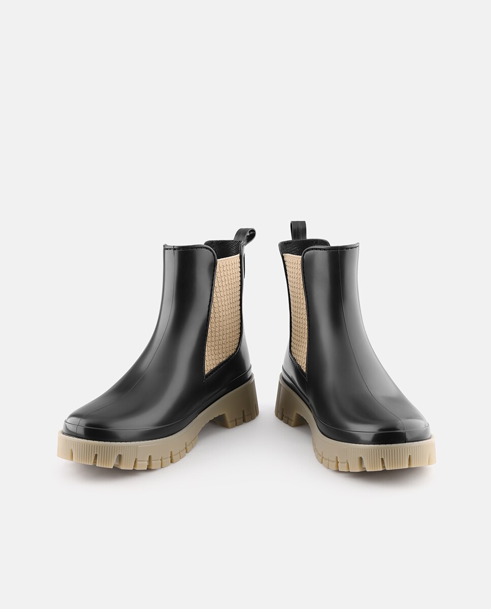 Botins Chelsea de Chuva Vegan SAGE em Preto Preto-5