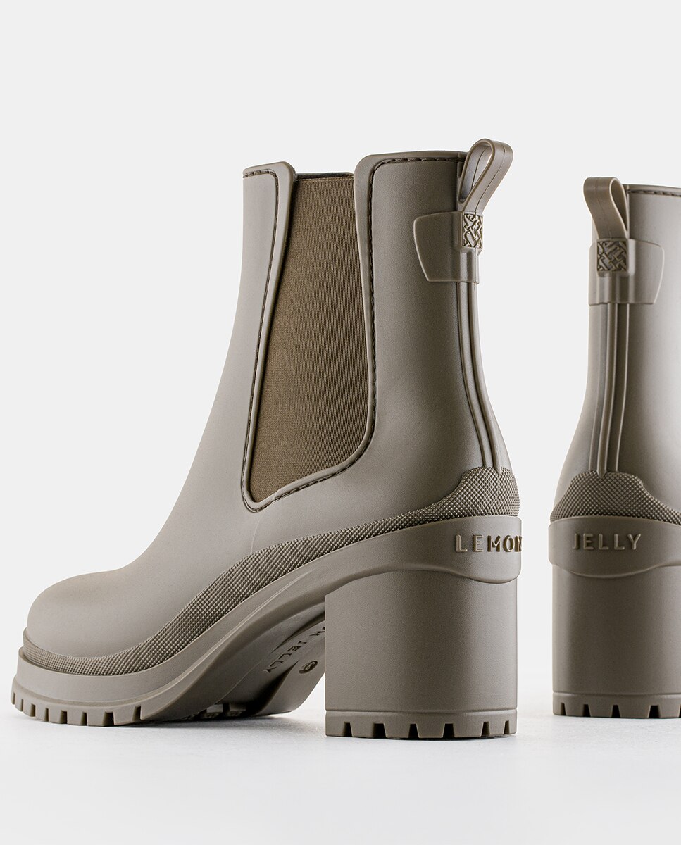 Botas de Salto Alto Vegan NASH Woodland em Castanho Mate Castanho-5