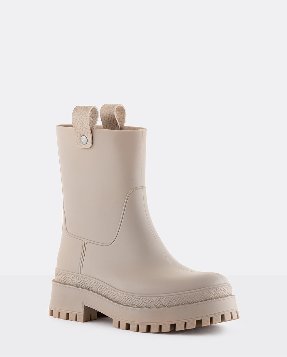 Botas de Cano Médio Vegan KAIAH em Bege Bege-2