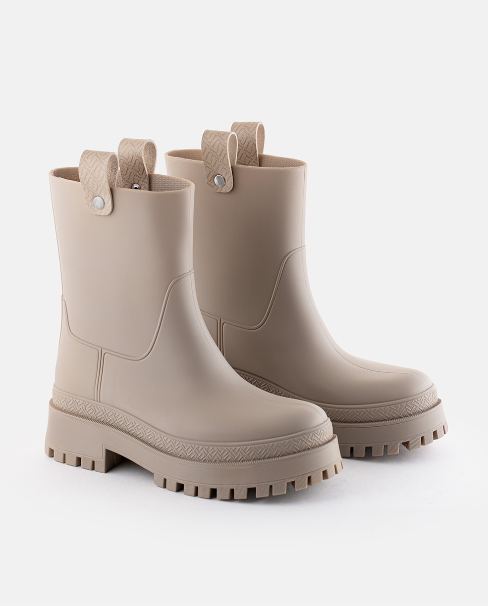 Botas de Cano Médio Vegan KAIAH em Bege Bege-3