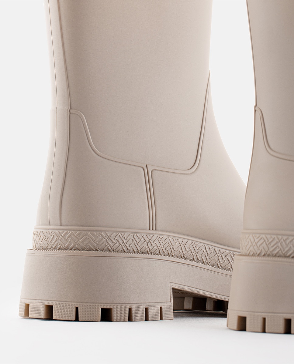 Botas de Cano Médio Vegan KAIAH em Bege Bege-4