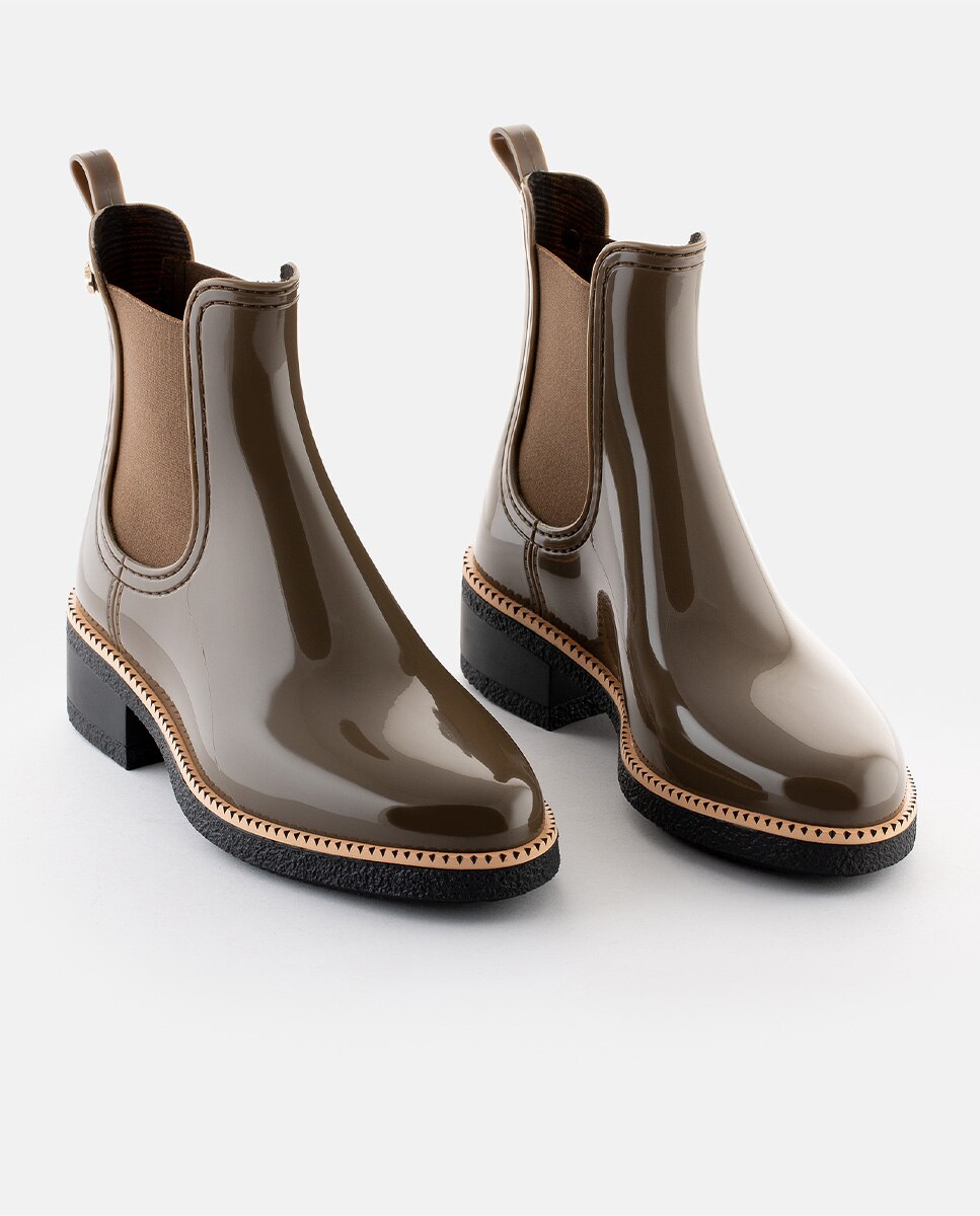 Botins de Mulher Vegan com Salto Ava Woodland em Castanho Castanho-3