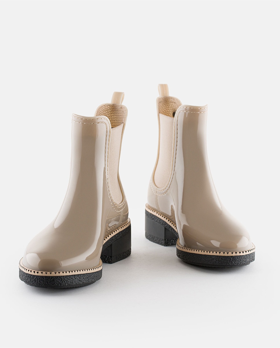 Botins de Mulher Vegan com Salto Ava Dusty Nude em Bege Bege-5