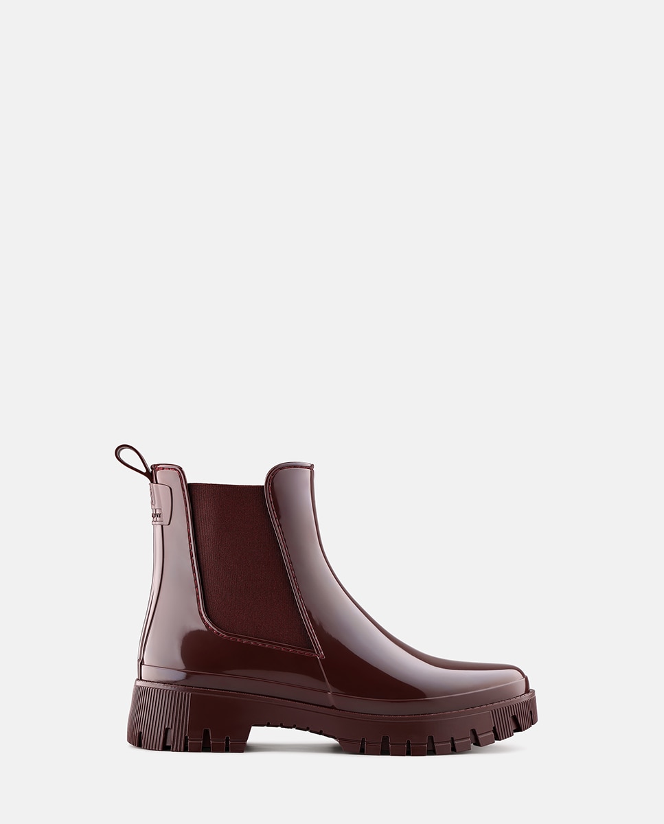 Botins Chelsea de Chuva Vegan PEACHY em Bordeaux Vermelho-1
