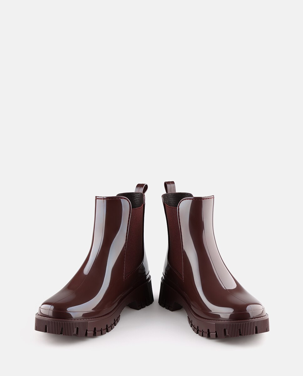 Botins Chelsea de Chuva Vegan PEACHY em Bordeaux Vermelho-3
