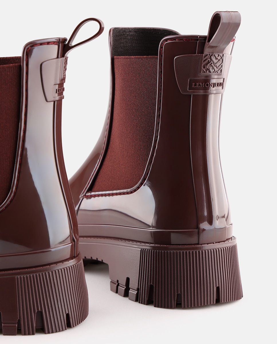 Botins Chelsea de Chuva Vegan PEACHY em Bordeaux Vermelho-4